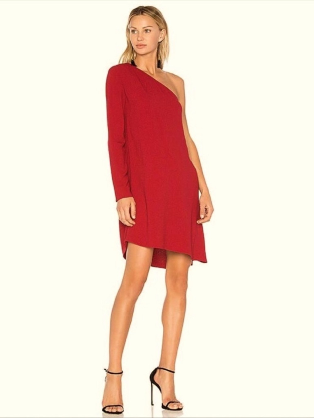 Theory Rosina One Sleeve Red Dress